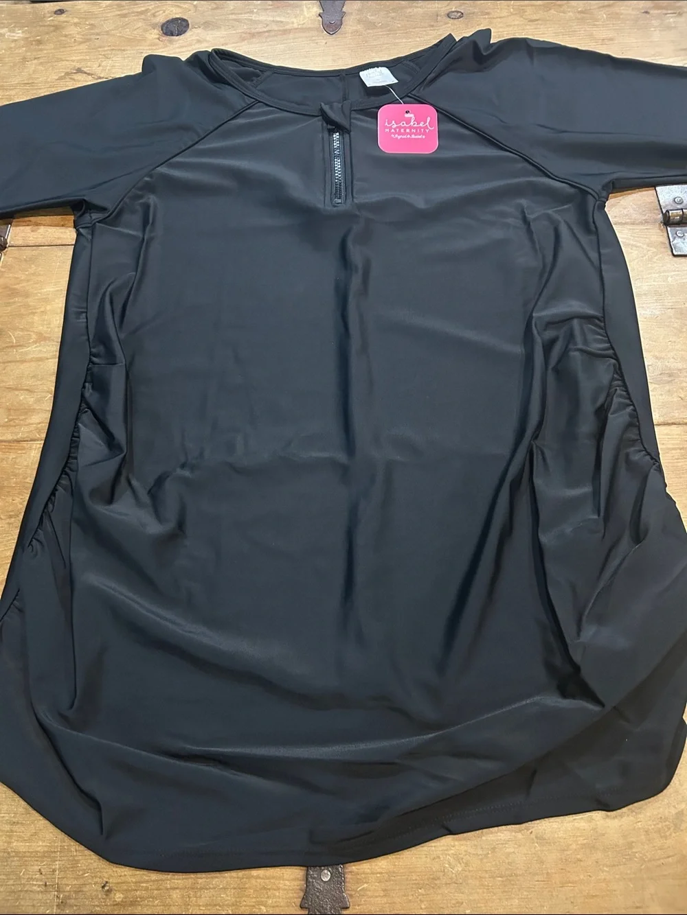 sabel Maternity Ingrid & Isabel Black Long Sleeve Rash Guard Swim Top XL NWT